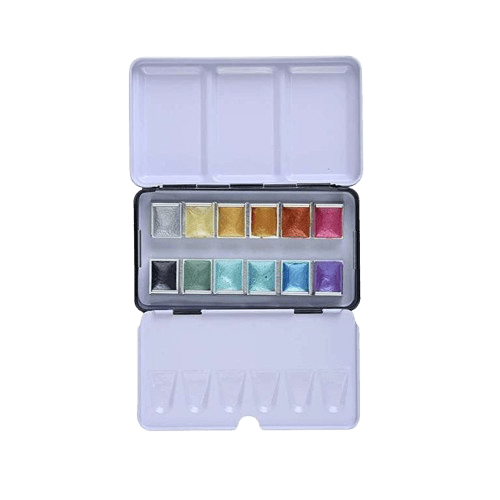 Brustro Metallic Watercolour Half Pans Set of 12