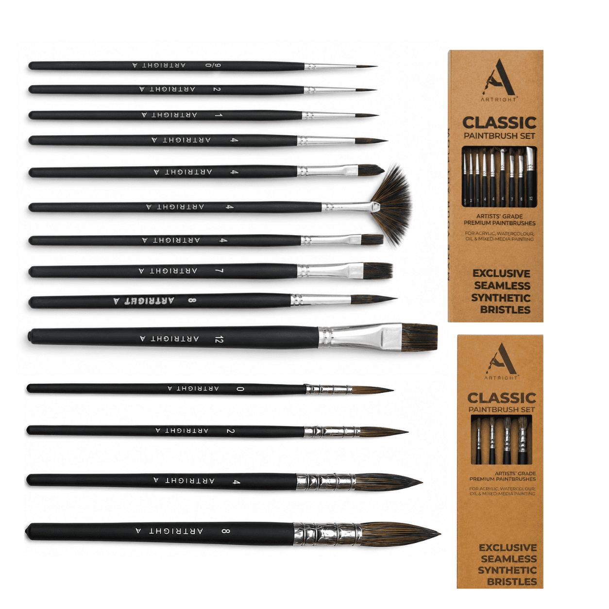 ArtRight 14-Piece Assorted Artist Paint Brush Set for Acrylic & Watercolor