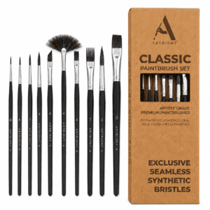 ArtRight 10-Piece Assorted Artist Paint Brush Set – Bold Black Edition