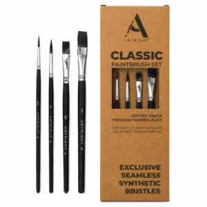 Artright Mix Artist Paintbrush Set of  4-Piece (2 Flat & 2 Round Artist Paint Brush)