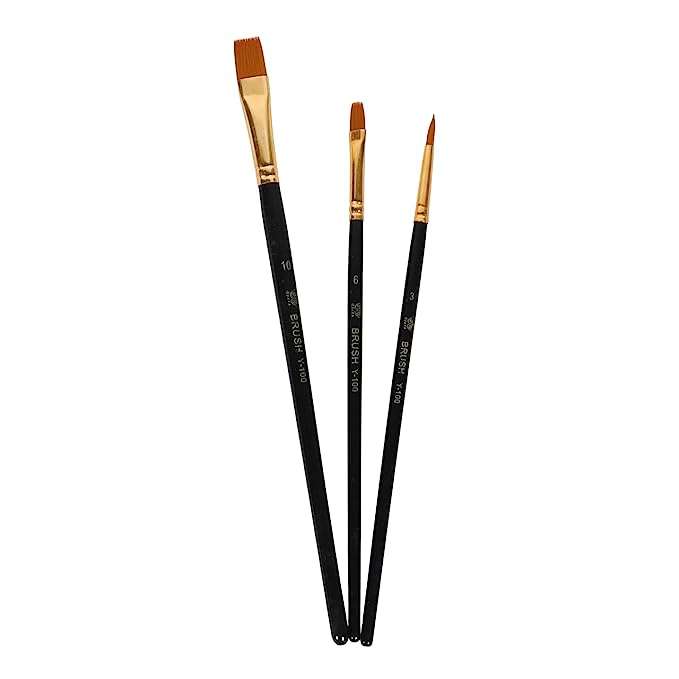 ArtRight 3 Artist Paint Brushes for Watercolor, Acrylic & Mixed-Media : Artists Round, Flat and Filbert Paintbrushes for Kids & Beginners