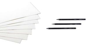 A5 Sketching Sheet & Graphite Pencils Combo - 20 Pcs A5 Sketching Sheets & Set of 3 Woodless Graphite Pencils (HB, 2B, 4B) - Ideal for Shading, Blending & Drawing