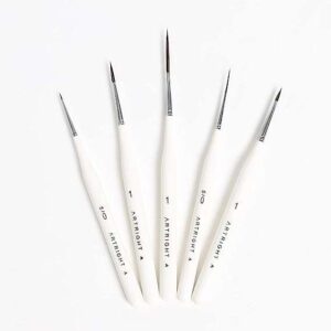 Artright Ultra Liner Set of 5 Detailing Brush Set - 5 Pcs Fine Liner Brushes for Detailing and Miniature Work - Whimsical White Edition