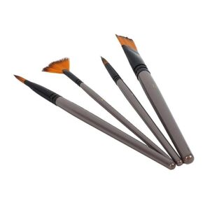 Mix Paint Brush Set of 4 (Value Pack) - Flat, Fan, Filbert, Round
