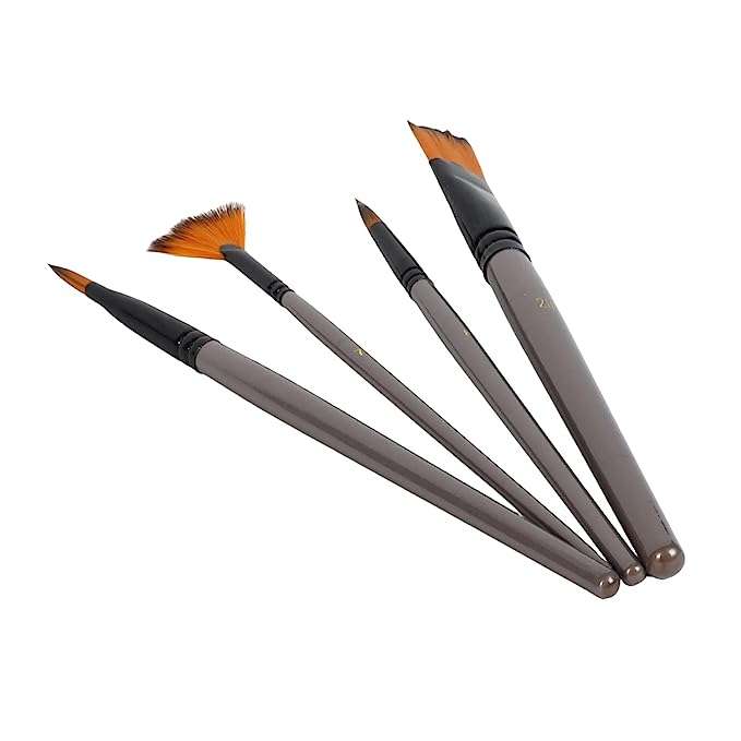 Mix Paint Brush Set of 4 (Value Pack) - Flat, Fan, Filbert, Round