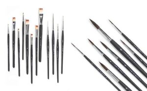 ArtRight 19 Pcs Paintbrush Combo Of Flat Paint Brush Set (8 pcs) + Liner Brush Set (4 pcs) + Round Paintbrushes Set (7 pcs) - Handmade Artists' Assorted Paint Brushes Set for Acrylic & Watercolor Painting…