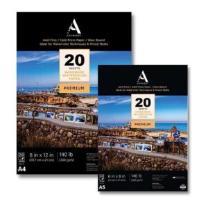 ArtRight Watercolour Paper Combo of 20 A4 & 20 A5 Sheets – 300 GSM Handmade Papers for Watercolour, Acrylic and Mixed Media
