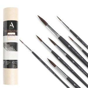 Artright Round Paint Brush Set of 7 - Exclusive Black Bristles, Easy Grip - (#0, #2, #4, #6, #8, #10) : Bold Black Edition