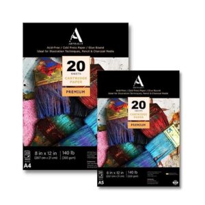 ArtRight Mixed Media Paper Combo of A4 (20 Sheets) & A5 (20 Sheets) - Handmade Acid Free Watercolor Papers for Watercolor, Acrylic, Ink and Mixed Media