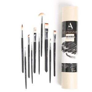 Artright Mix Paint Brush Set of 10 Pcs – Exclusive Black Bristles, Easy Grip – 10 Assorted Painting Brushes : Bold Black Edition