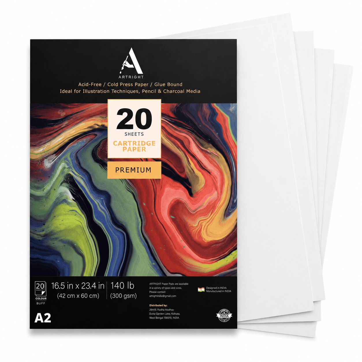 ArtRight A2 Sketching & Mixed Media Paper, 300 GSM – 20 Handmade Sheets