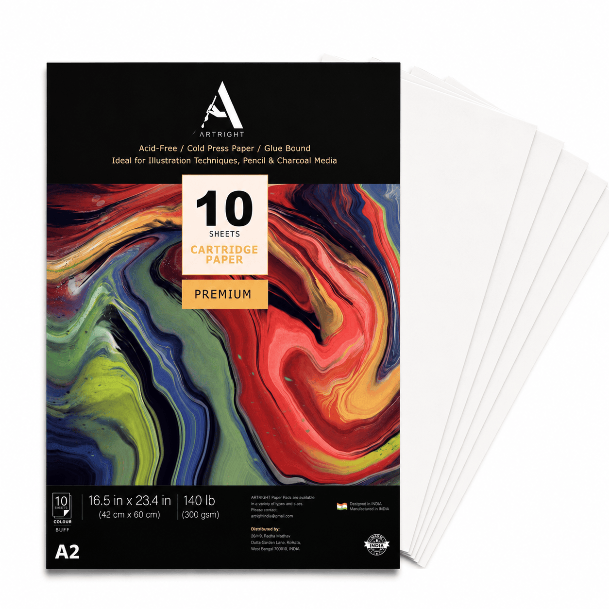 ArtRight A2 Sketching & Mixed Media Paper, 300 GSM – 10 Handmade Sheets