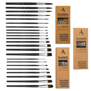 ArtRight 23-Piece Flat, Filbert & Round Artist Paint Brush Set