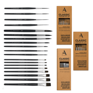 ArtRight 19-Piece Flat, Liner & Round Artist Paint Brush Set