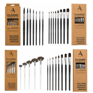 ArtRight 28-Piece Flat, Filbert, Round & Fan Artist Paint Brush Set
