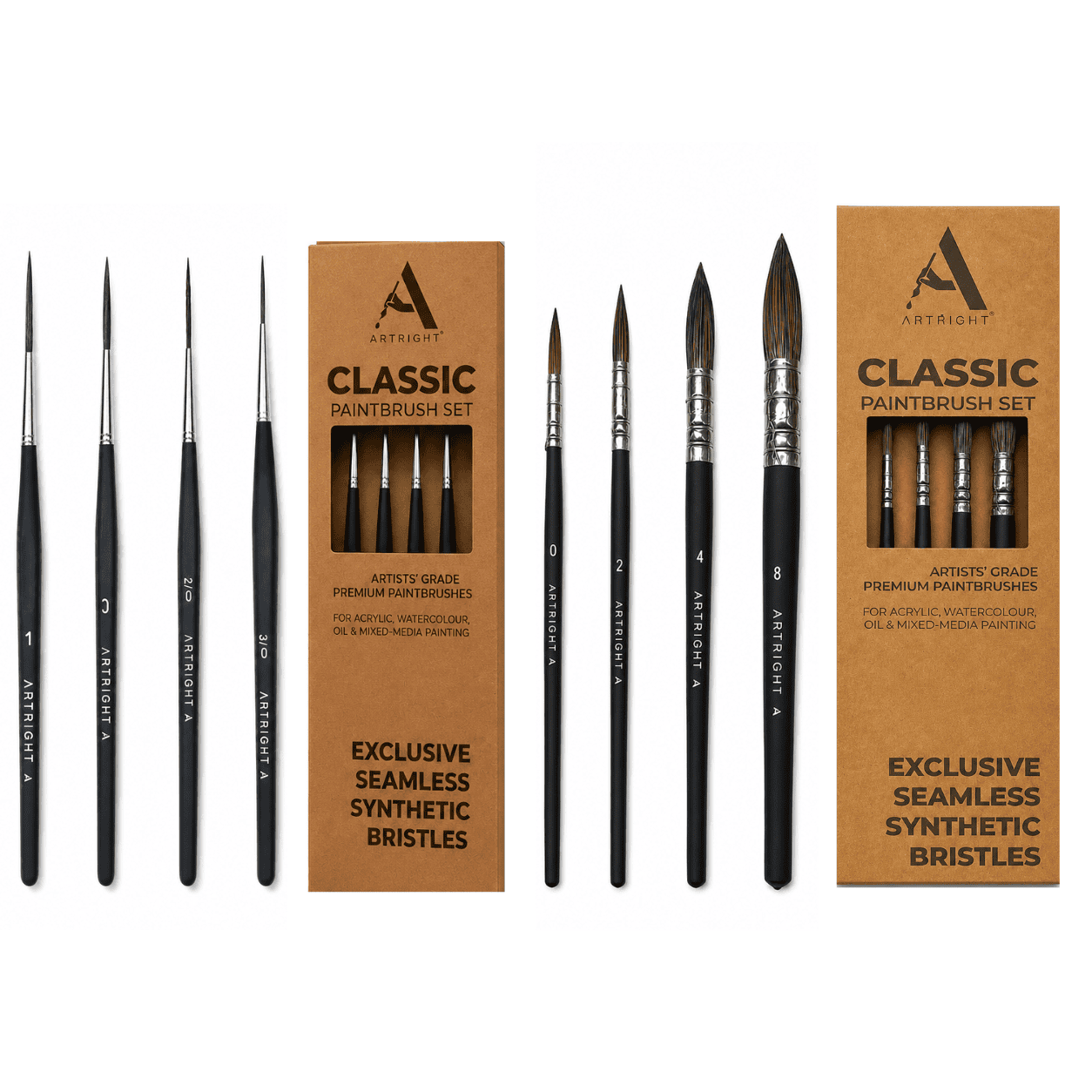 ArtRight 8-Piece Fine Liner & Mop Artist Paint Brush Set