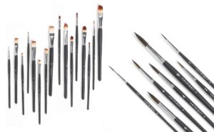 ArtRight 23 Pcs Paintbrush Combo Of Flat Paintbrush Set (8 pcs), Filbert Paintbrush Set (8 pcs) & Round Paintbrush Set (7 pcs) - Handmade Artists' Assorted Paint Brushes Set
