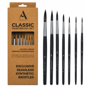 ArtRight Round Artist Paint Brush Set of 7 – Bold Black Edition