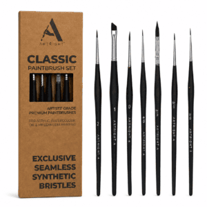 ArtRight 7-Piece Miniature Spotter & Liner Brush Set – Bold Black Edition