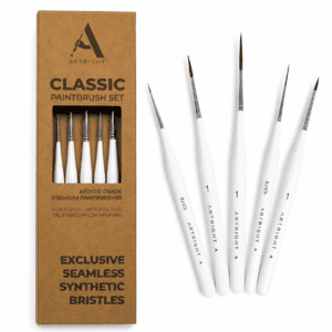 ArtRight 5-Piece Ultra Fine Liner Detailing Brush Set – Whimsical White Edition