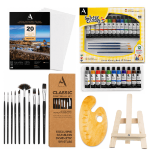 ArtRight 44-Piece Professional Painting Kit with Easel, Brushes, Paper, Palette & Paints