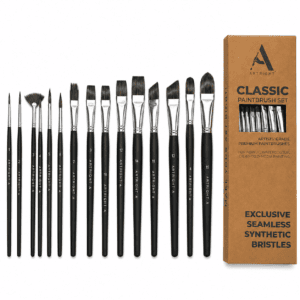 ArtRight 15-Piece Assorted Artist Paint Brush Set – Bold Black Edition