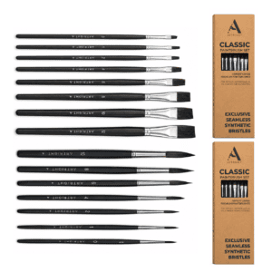 ArtRight 15-Piece Flat & Round Artist Paint Brush Set for Acrylic & Watercolor
