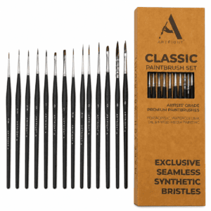 ArtRight 14-Piece Mini Liner Detailing Brush Set for Acrylic & Watercolor