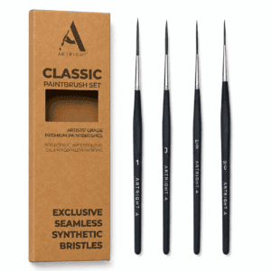 ArtRight 4-Piece Fine Liner Detailing Brush Set – Sizes 000, 00, 0 & 1