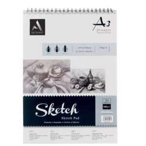 ArtRight Spiral Bound A3 Doodles Sketch Book (16.5 x 11.7 Inch Sketchpad, Acid Free Paper for Doodling, Drawing and Sketching, Mandala) 20 Sheets