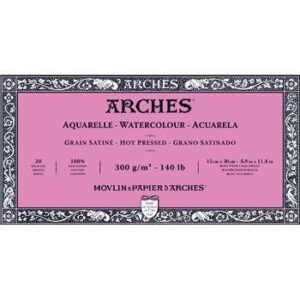 Arches Watercolor Paper Block-300GSM-15x30CM-6x12INCH-Hot Pressed