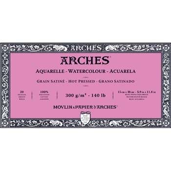 Arches Watercolor Paper Block-300GSM-15x30CM-6x12INCH-Hot Pressed