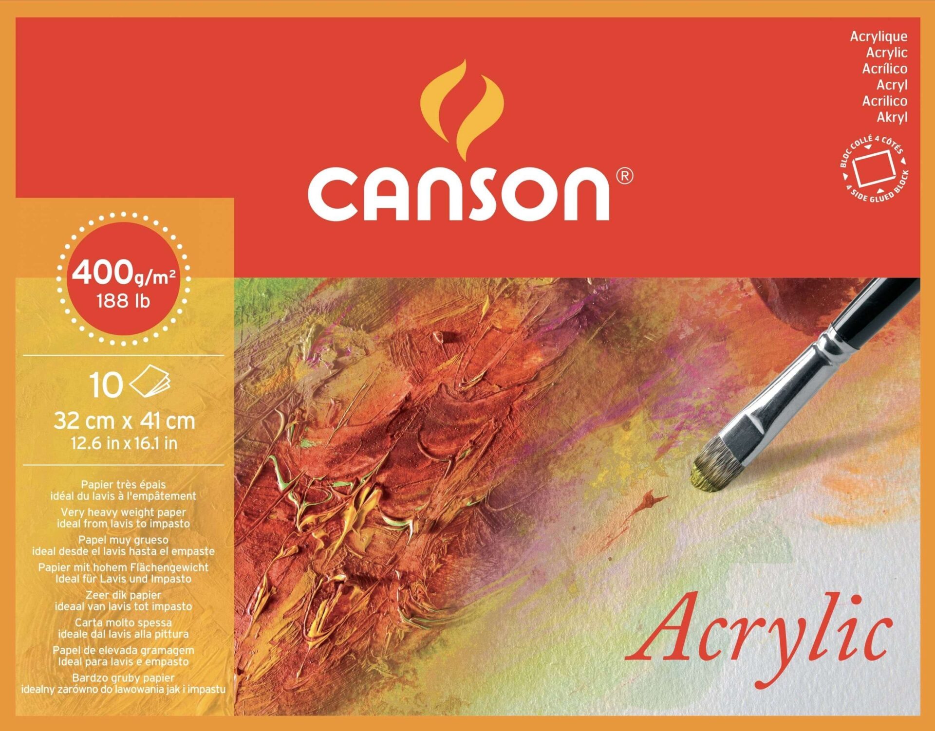 Canson Acrylic Pads Glued on Long side – Cold pressed-32x41cm