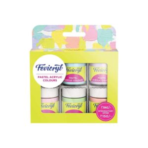 Fevicryl Multi Surface Pastel Acrylic Colours Kit 6 Shades X 15Ml | Ideal For Wood, Glass, Canvas, Metal, Plastic, Mould It | For Hobbyists, Artists, Diy Art And Craft