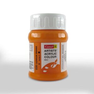 CAMEL ARTIST ACRYLIC COLOUR 500ML – CADMIUM ORANGE