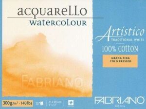Fabriano Artistico Watercolour Blocks CP 300GSM 23X30.5CM (20 Sheets)