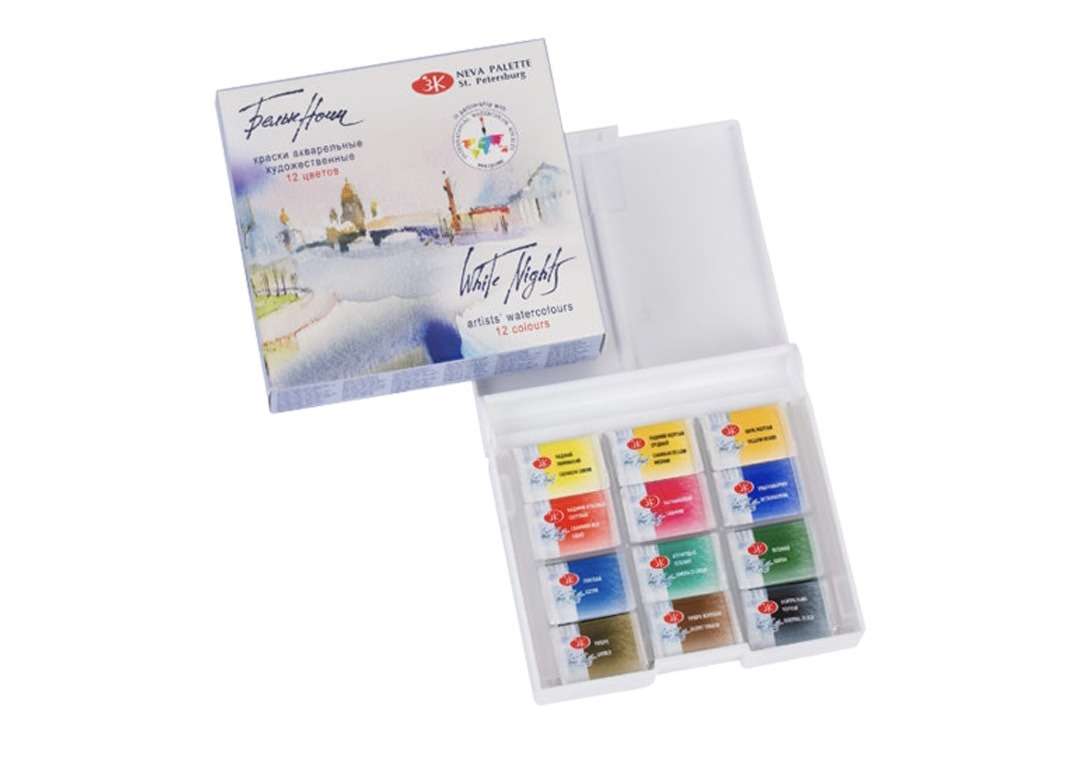 WHITE NIGHTS ARTIST’S WATER COLOUR CAKE SET OF 12