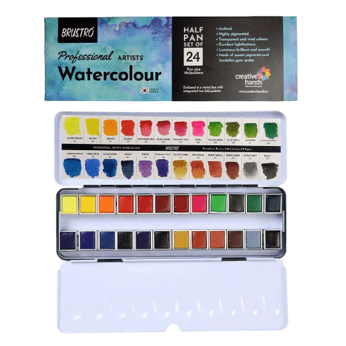 Brustro Professional Artists Watercolour 24 Half pan Set