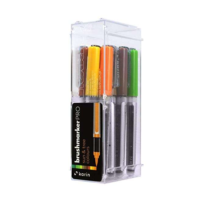 Karin Brushmarker PRO – Water-Based – Brush Tip – Sun & Tree Colours – 12 Colours