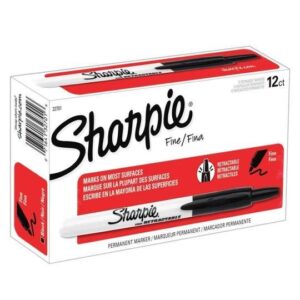 Sharpie Permanent Markers, Fine Point, Black, 12PCS