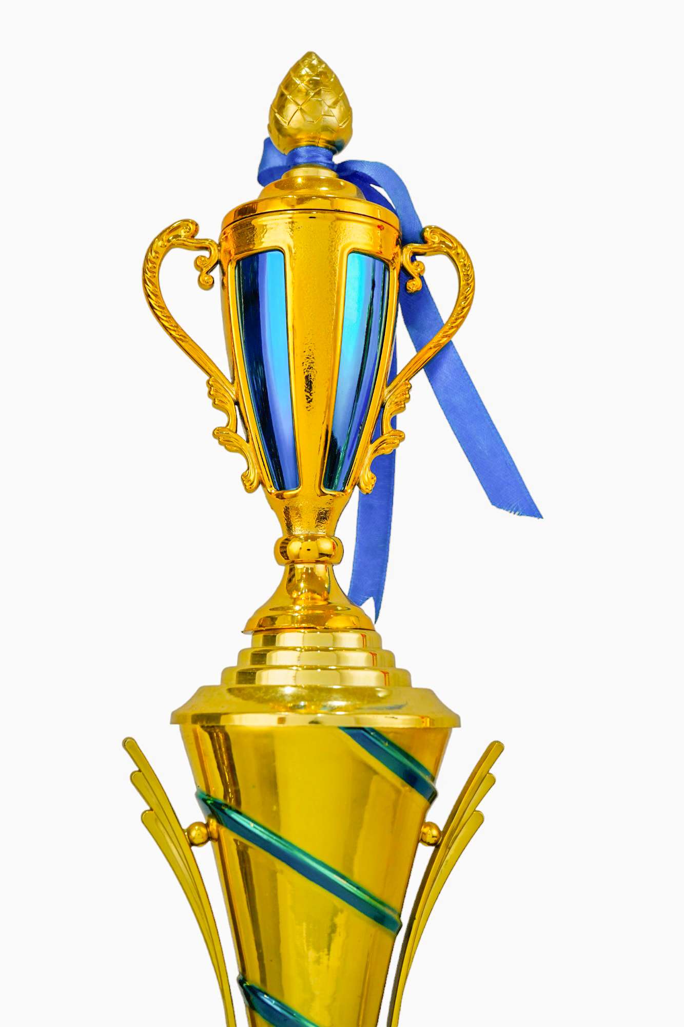 Pillar with Fiesta - Blue Metallic Fiber Trophies