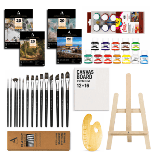 ArtRight 110-Piece Professional Painting Kit with Easel, Brushes, Canvas, Paper & Paints