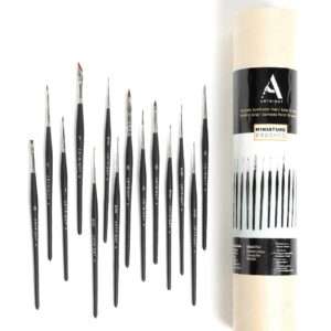 Mini Liner Set of 14 Assorted Detailing Brushes - Fine Liner Brushes for Acrylic & Watercolor Painting - 14 Pcs - Black