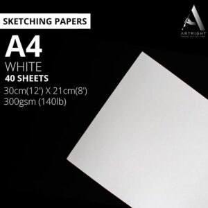 ArtRight Combo of A5 Watercolor Paper (20 Sheets) and A5 Sketch Paper (20 Sheets), 300 GSM Handmade Papers for Watercolour, Acrylic, Ink, Charcoal, Pencil and Mixed Media