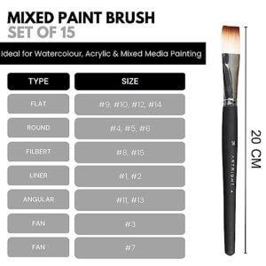 Mix Paint Brush Set of 15 Premium for Artists