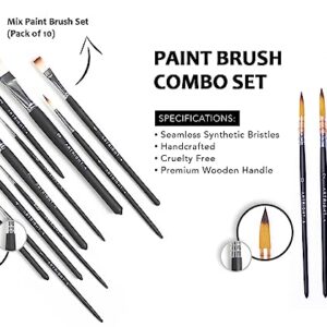 ArtRight 14 Pcs Handmade Professional Artist Assorted Painting Brush Set for Acrylic, Watercolor, & Gouache Painting with Brush Holder - Cruelty-Free (Wood; Premium Matte)
