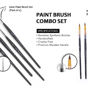 ArtRight Artists' Paint Brushes Combo of Fine-Tip Liner Brushes (4 pcs) & Mop Paintbrushes (4 pcs) ; 8 pcs Mop & Liner Artist Brushes for Watercolor & Acrylic Painting…