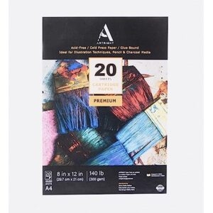 ArtRight Artists' Sketching Paper (A4 Pack of 20 Sheets, 300 GSM); Handmade Cartridge Mixed Media Sheets of 300GSM for Pencil, Charcoal and Ink Media
