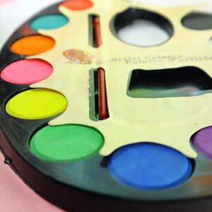 ArtRight Kids Color Mixing Palette with 12 Pits & Integrated Water Colors (20 * 12 cm) with Thumb Hole ; Easy Clean Non-Stick Artist Pallet for Oil Watercolor Craft DIY Art Painting…