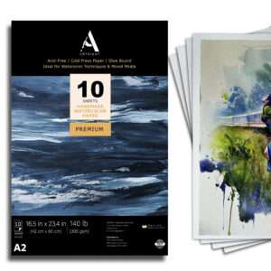 ArtRight Artists' Watercolor Paper A2 300 GSM - 10 Sheets of Handmade Rough Grain Water Colour Papers